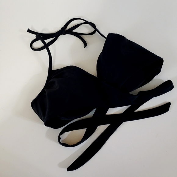 Victoria's Secret Swim The Wrap Halter Bikini Top Black 32D - Picture 3 of 9